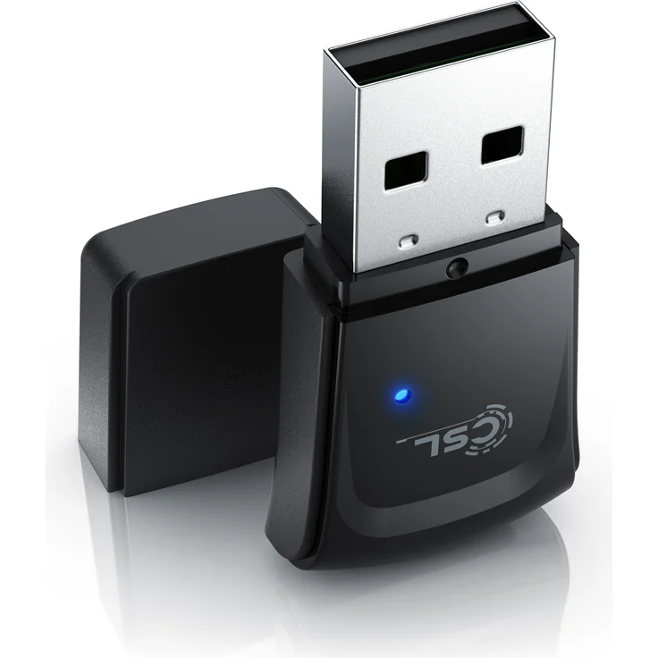 CSL WLAN 300 Mbit/s USB Stick Adapter, WiFi Adapter mit WEP/WPA/WPA2 Verschlüsselung, 2,4 GHz 2T2R, Verstärkung 18 dBm, für Windows 7-11