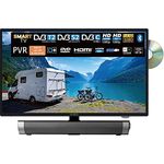 Reflexion_TV Reflexion LDDW24iSB+ | DVD-Player Smart-TV 24 Zoll für Wohnmobile und Wohnwagen 12V KFZ-Adapter mit Soundbar Full-HD Auflösung HDMI, WLAN, Bluetooth erschütterungsfest, schwarz