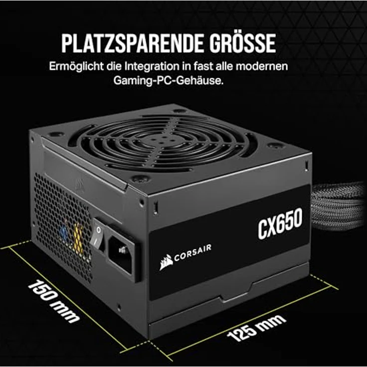 CORSAIR CX650 ATX 650W Netzteil - 80 Plus Bronze Zertifiziert - Geräuscharm - Ummantelte Kabel - Nicht Modular - EU - Schwarz – Bild 5