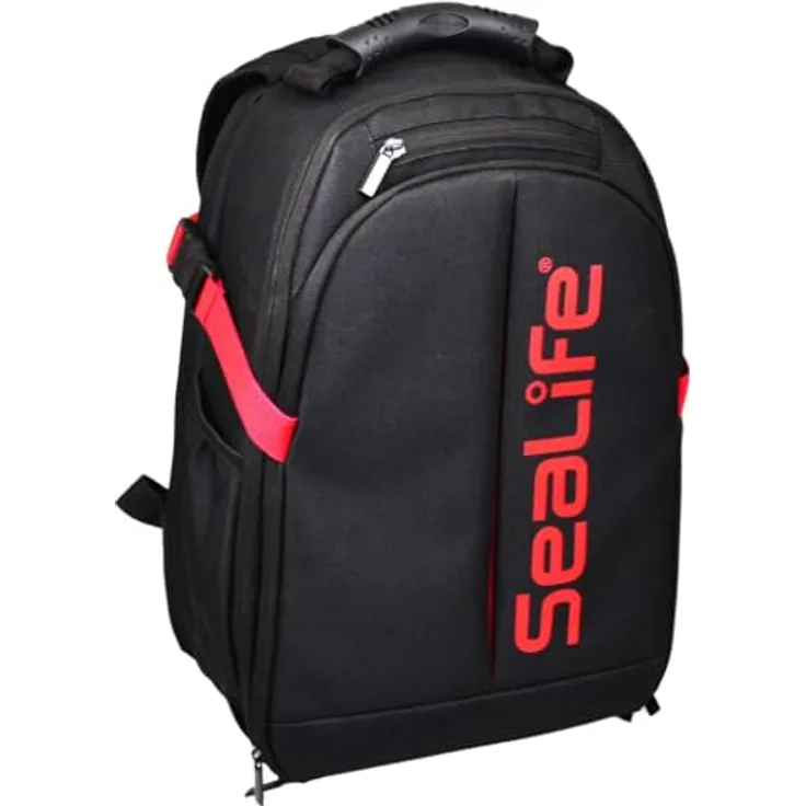 Sealife Photo Pro Rucksack (SL940), Kameratasche aus strapazierfähigem ballistischem Nylon mit gepolstertem Kamerafach und Zubehörfächern, schwarz