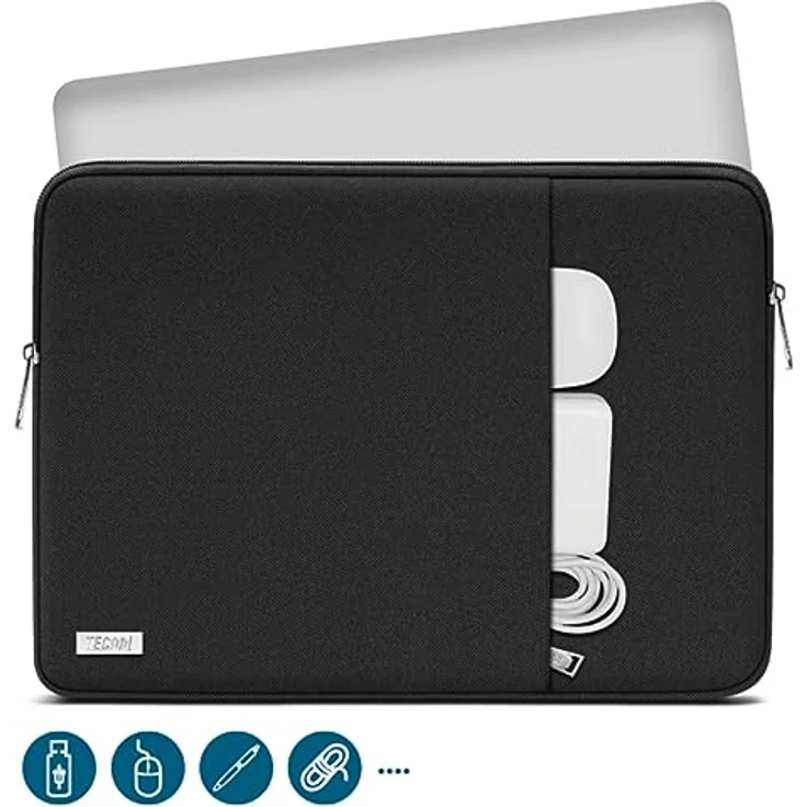 TECOOL Laptoptasche 15,6 Zoll, spritzwasserfest und stoßfest, schwarz - Schutztasche für HP, Dell, Lenovo, Acer, ASUS, Chromebook, Samsung – Bild 2