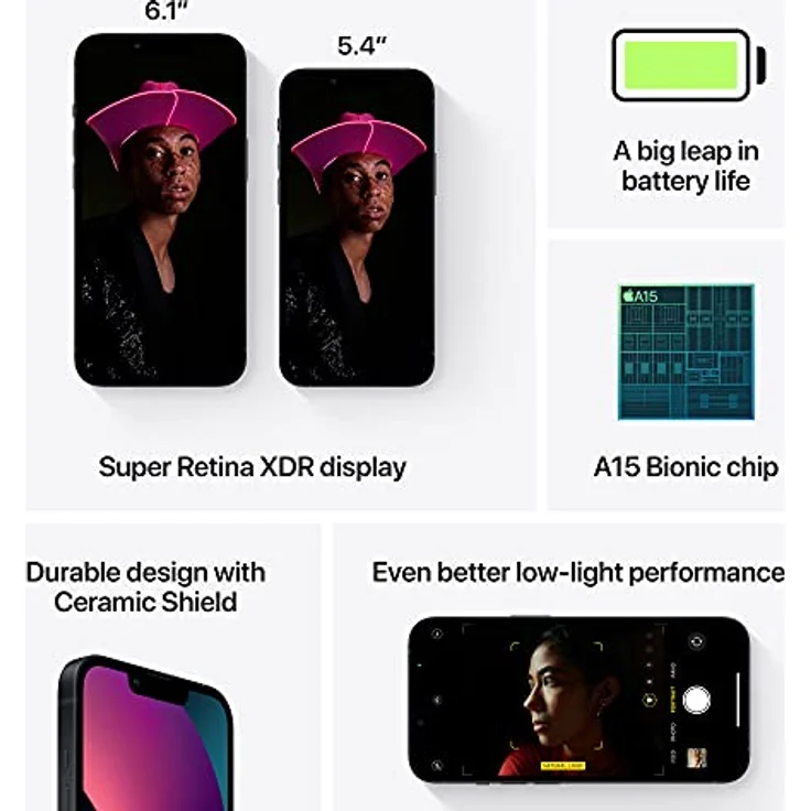 Apple iPhone 13, 128GB, Mitternacht, generalüberholt, Smartphone mit leistungsstarkem A15 Bionic Chip – Bild 5