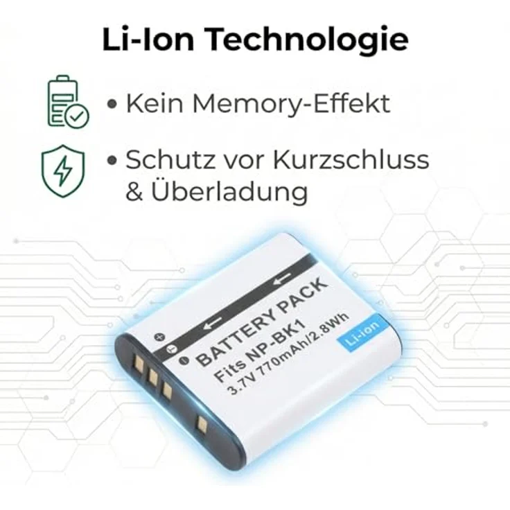 AccuCell Akku kompatibel mit Sony NP-BK1, passend für Cyber-shot DSC-S750 und DSC-S780, hohe Kapazität – Bild 4