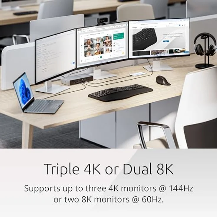 Kensington SD5000T5 EQ Thunderbolt 5 Docking Station, Triple Monitor 8K/4K, für Windows & Macbooks, 140W Leistung, Ethernet & USB-A 3.2 Gen2 Ports (K35201EU) – Bild 3