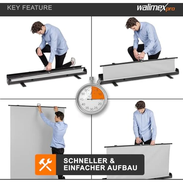 Walimex pro Roll-up Panel Hintergrund grau 155x200 - Preisvergleich – Bild 3