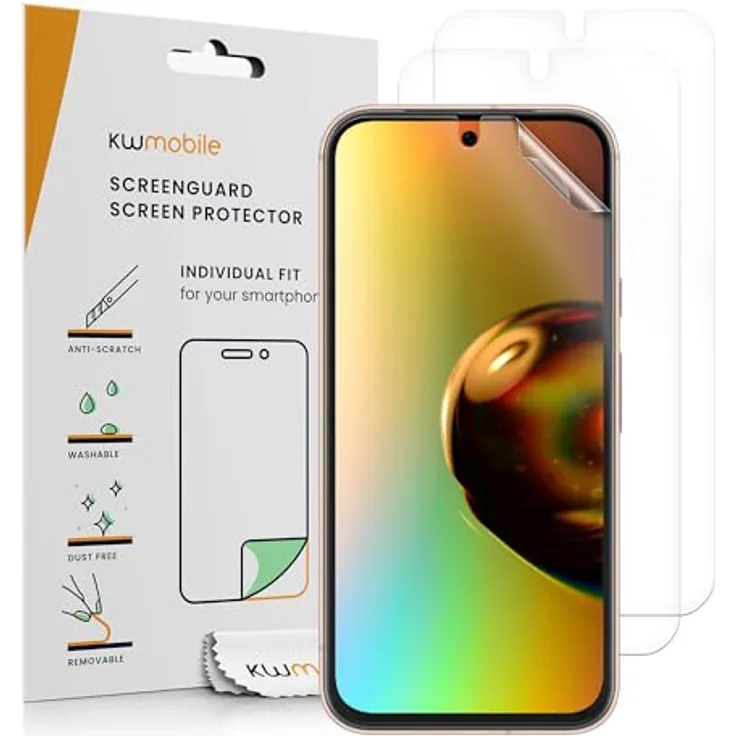 kwmobile Displayschutzfolie für Google Pixel 8a, 3er Set in transparent - kratzfest und ultraklar