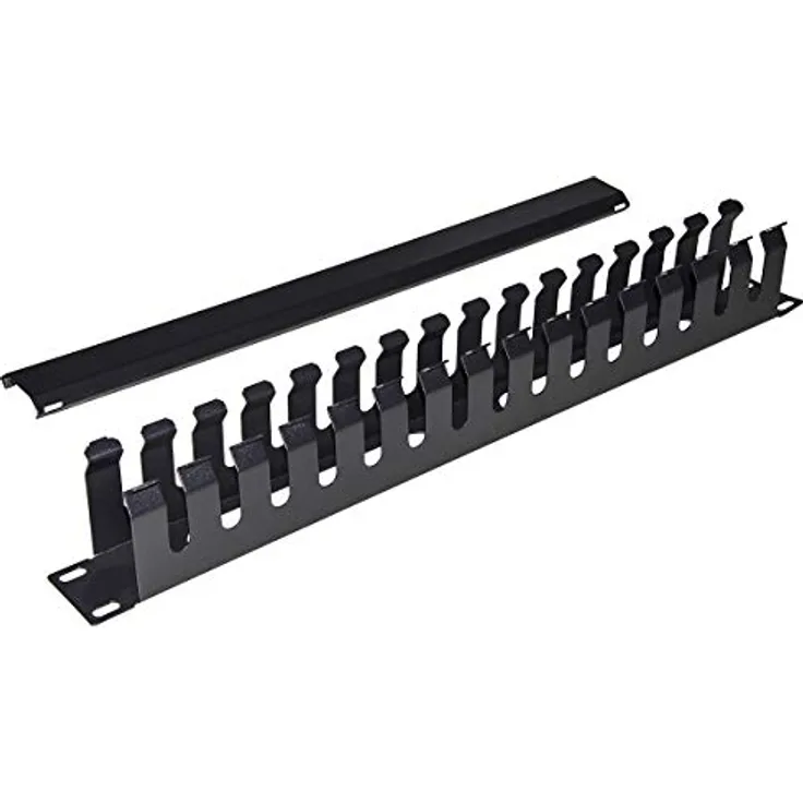 LINK Kabelführung aus Metall für Käfigschränke, Rack 19 Zoll, 483 x 42 x 70 mm, Schwarz