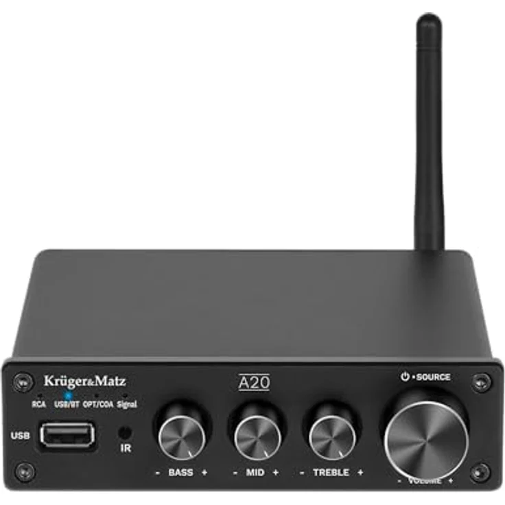 Kruger&Matz A20, Bluetooth 5.1 aptX HD Stereo-Verstärker mit 2x100W Leistung und Fernbedienung, elegantes Design – Bild 3