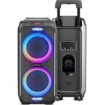 Fontastic Party-Lautsprecher Zeal - Bluetooth Lautsprecher mit USB-Wiedergabe, AUX und MicroSD - Karaoke Box mit Mikrofon und LED Leuchteffekten - tragbare Soundsystem - Schwarz