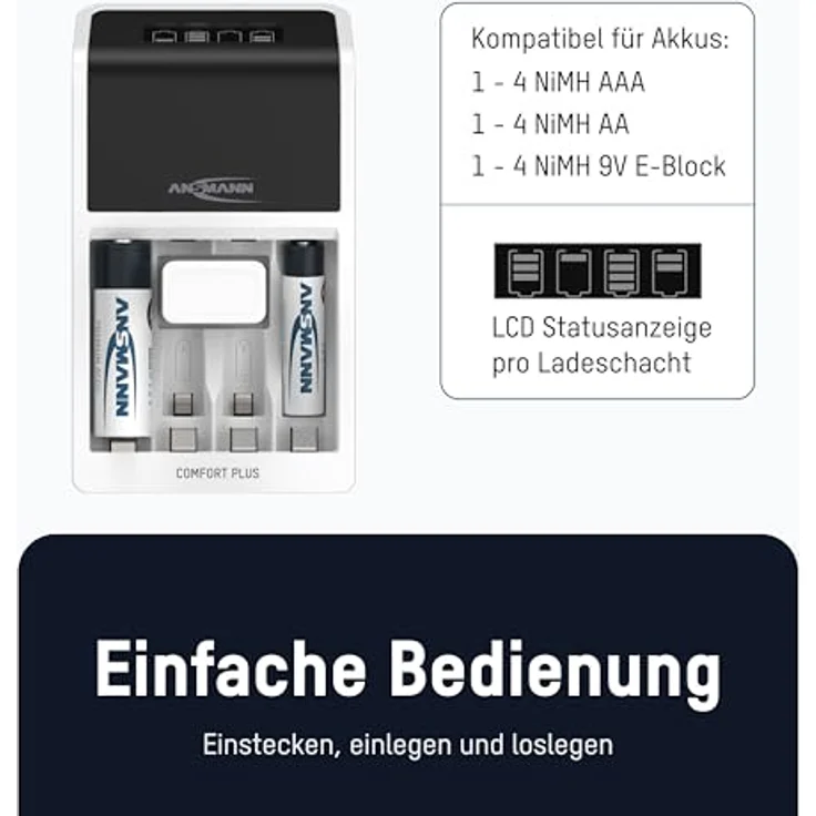Ansmann Comfort Plus Ladegerät inkl. 4xAA2100 Akku 1001-0094-01 – Bild 3