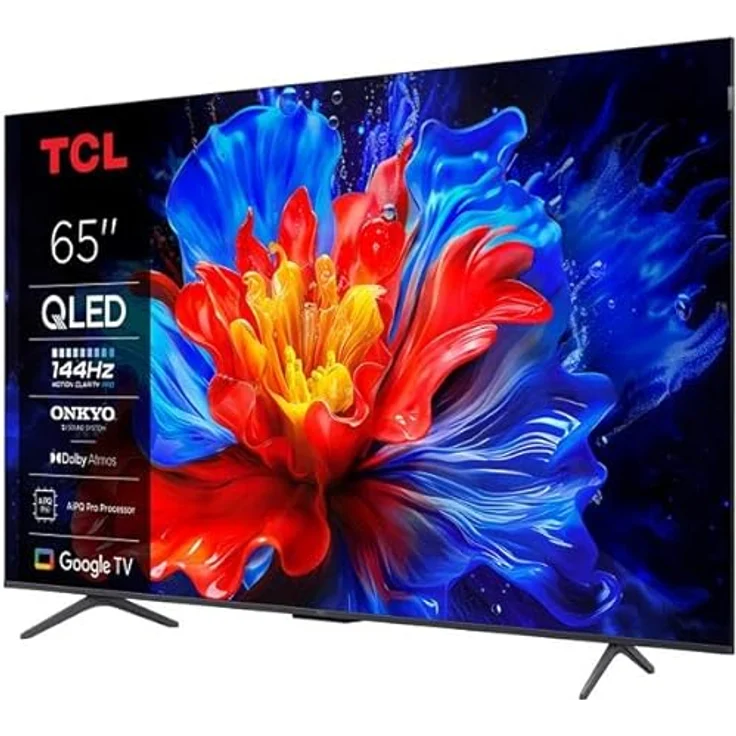 TCL 65P8K 65 Zoll QLED 4K HDR UHD Fernseher, Smart Google TV mit Dolby Vision & Atmos, 144Hz Motion Clarity Pro, Onkyo 2.1 Sound, Sprachsteuerung, kompatibel mit Google Assistant und Google Cast – Bild 3