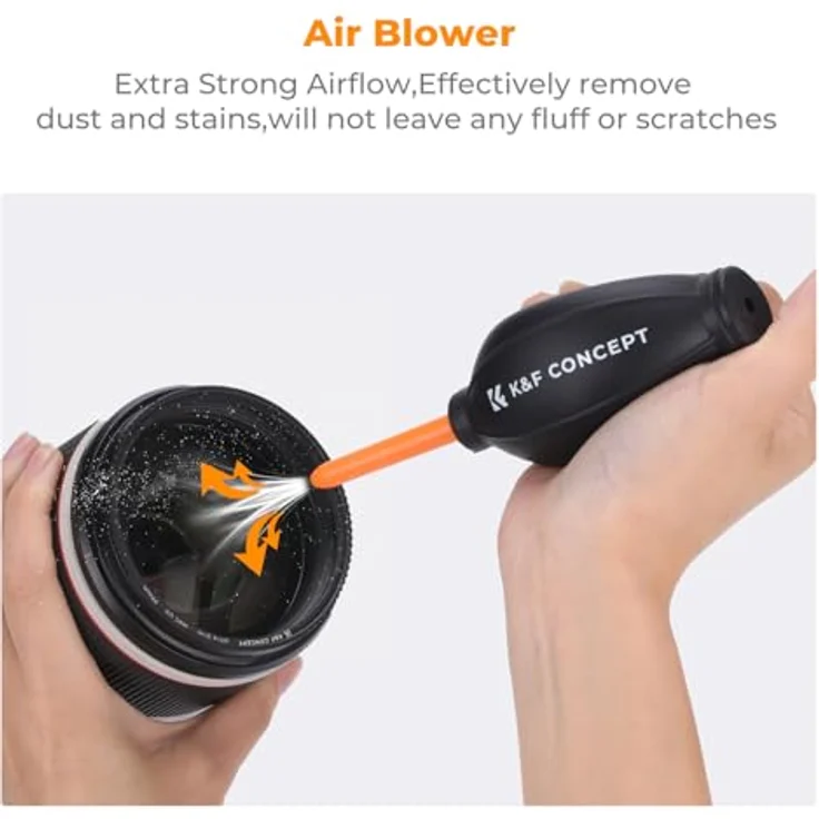 K&F CONCEPT 15-in-1 Kamera-Reinigungsset für Objektiv & Filter, professionelles Reinigungszubehör mit Mikrofasertüchern und Blasebalg – Bild 3