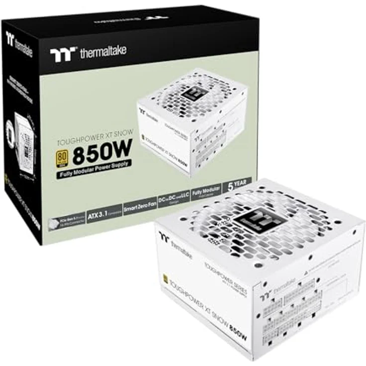 Thermaltake Toughpower XT 850W Snow, PC-Netzteil mit 80 PLUS Gold, vollständiger Modularität und nativen 12V-2×6-PCIe-Anschlüssen – Bild 1