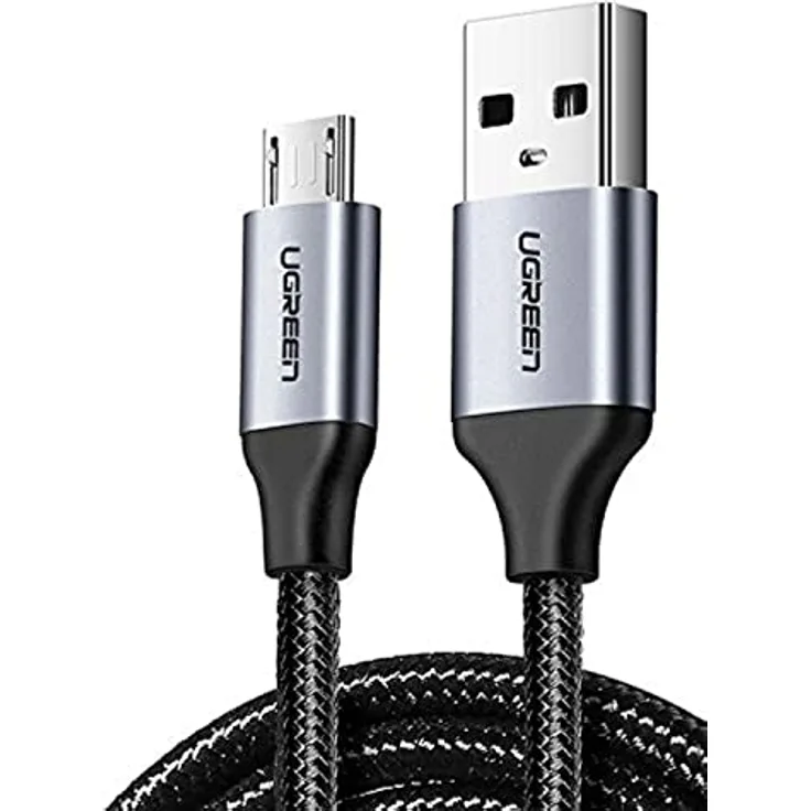 Ugreen USB-A auf Micro-USB Ladekabel 2.4A, 1 Meter, Grau - Schnelles Laden & Datenübertragung, haltbares Nylonmaterial