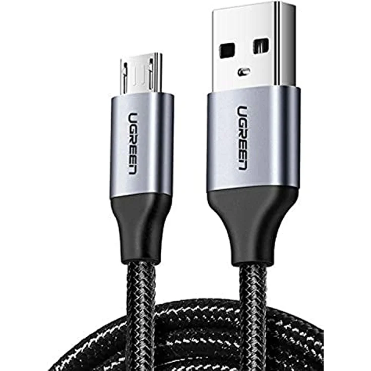 Ugreen USB-A auf Micro-USB Ladekabel 2.4A, 1 Meter, Grau - Schnelles Laden & Datenübertragung, haltbares Nylonmaterial – Bild 1