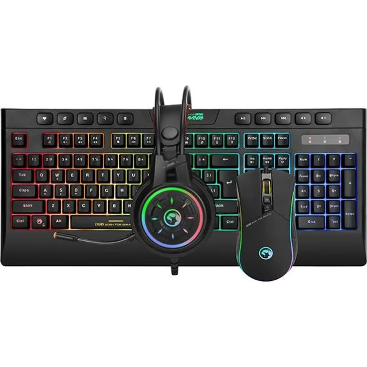 Marvo CM305, Kabelgebundene Gaming-Tastatur mit RGB-LED-Hintergrundbeleuchtung, Membran-Key-Switch, QWERTY, Schwarz