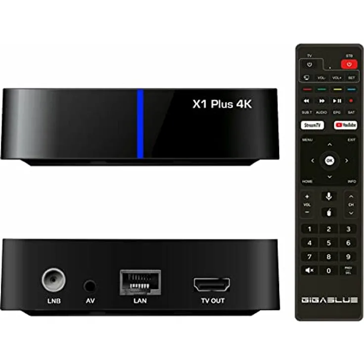 GigaBlue UHD X1 Plus 4K Android 1x DVB-S2x Tuner + Android TV IP Empfänger in Einer Box