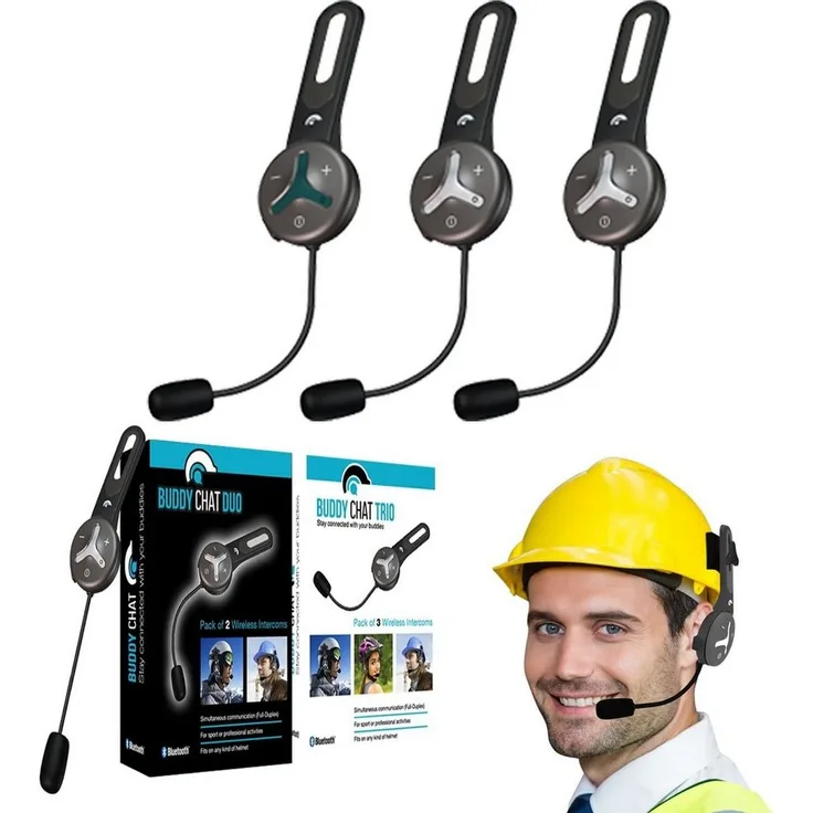 BuddyChat Buddy Chat Trio Bluetooth-Kopfhörer (bis zu 1000m Reichweite, Gegensprechanlage für bis zu 3 Teilnehmer)