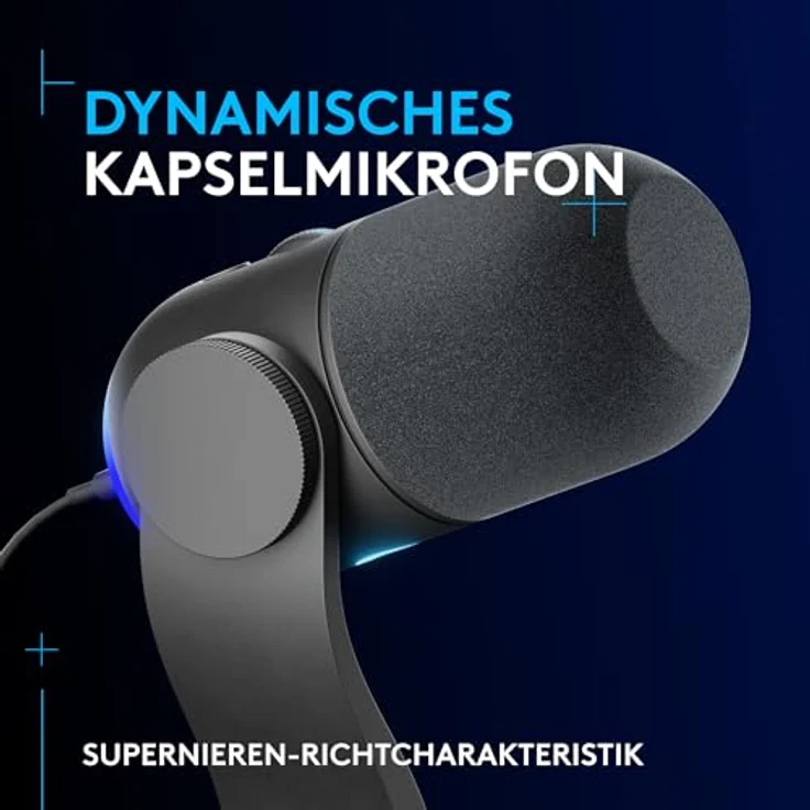 Logitech G Yeti GX dynamisches RGB-Gaming-Mikrofon mit LIGHTSYNC, USB-Mikrofon zum Streaming, Superniere, USB-Plug-and-Play für PC/Mac – Schwarz – Bild 2