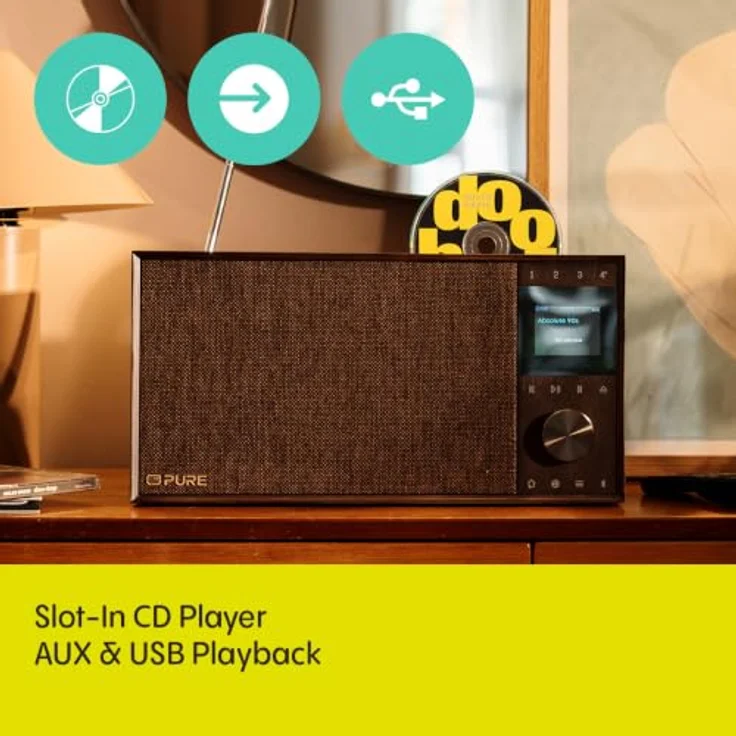 Pure Evoke Home II, All-in-One Musiksystem mit CD, DAB+/UKW, Bluetooth und 80W Stereo-Lautsprechersystem, Walnuss – Bild 6