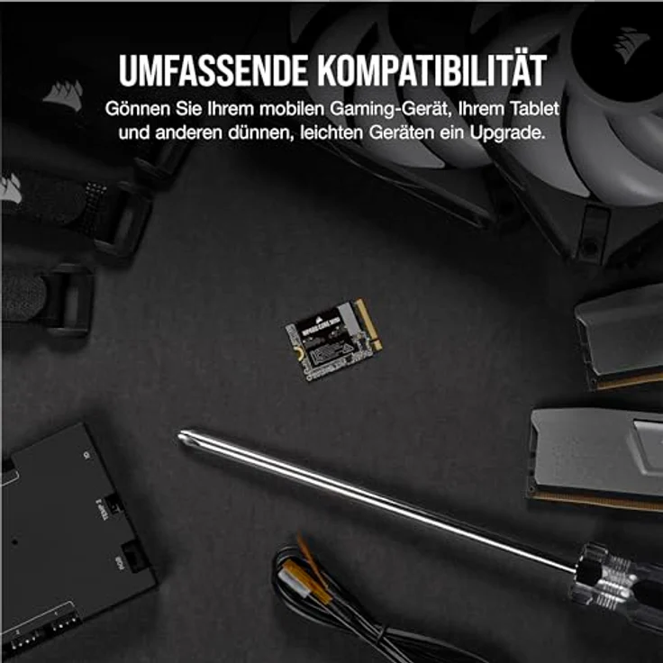 Corsair MP600 CORE Mini 2TB M.2 NVMe PCIe x4 Gen4 2 SSD - M.2 2230 - Bis zu 5.000 MB/s Sequentielles Lesen - High-Density QLC NAND - Für Steam Deck, ASUS ROG Ally, Microsoft Surface Pro - Schwarz – Bild 4
