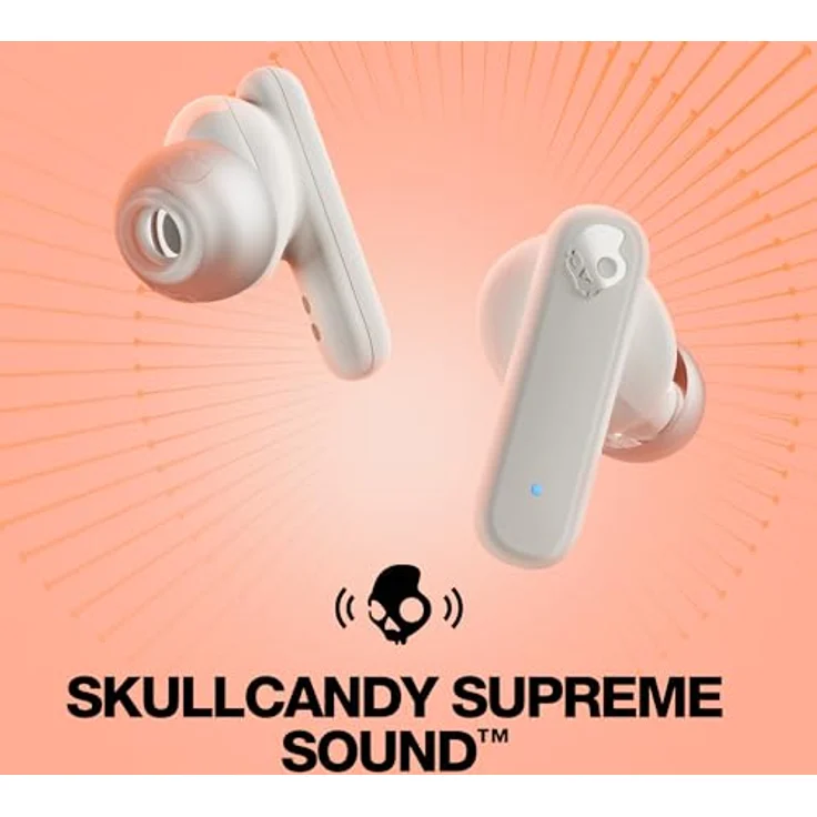 Skullcandy Smokin' Buds In-Ear Wireless-Kopfhörer, 20 Std. Akkulaufzeit, Mikro, Knochen/Orange-Glühen – Bild 3