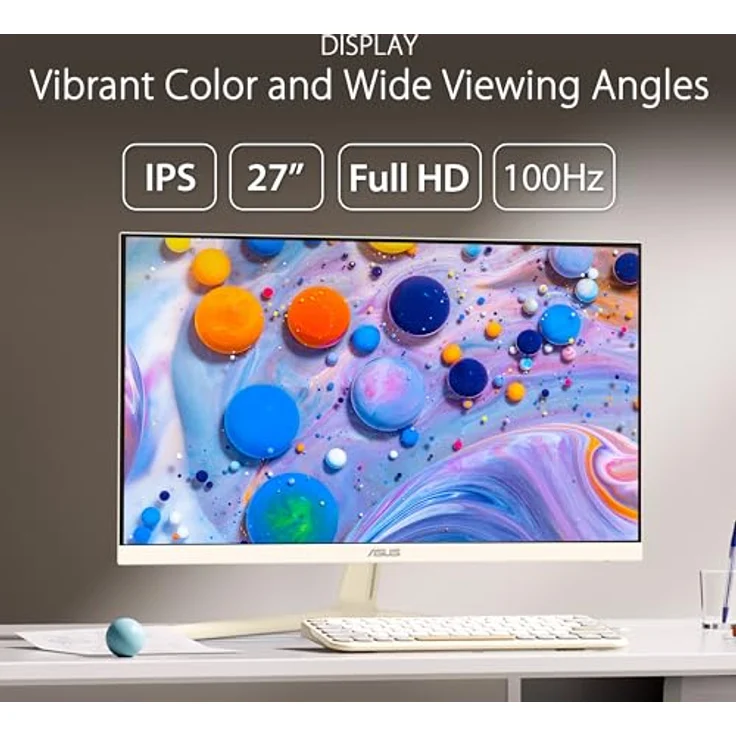 ASUS Eye Care VU279CFE-M - 27 Zoll Full HD Monitor - 100 Hz, 1ms MPRT, AdaptiveSync, GreenProduct - IPS Panel, Vesa 75x75, 16:9, 1920x1080, HDMI, USB-C mit 15W PD, ergonomisch, Hafermilch – Bild 3