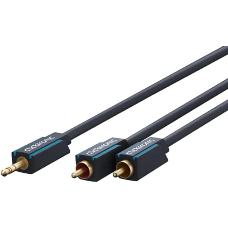 Clicktronic 3,5-mm-AUX-auf-Cinch-Adapterkabel, 5m für optimale Stereo-Audioübertragung, vergoldete Kontakte, robuste PVC-Ummantelung