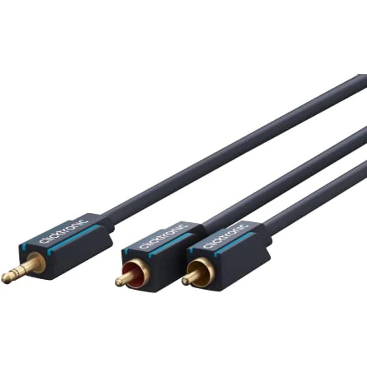 Clicktronic 3,5-mm-AUX-auf-Cinch-Adapterkabel, 5m für optimale Stereo-Audioübertragung, vergoldete Kontakte, robuste PVC-Ummantelung – Bild 1