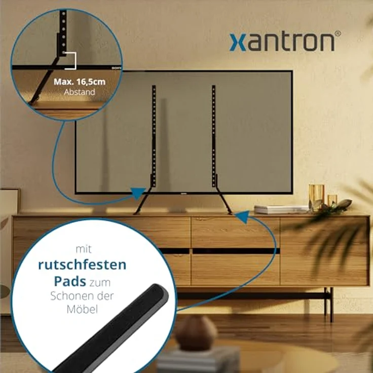 Xantron® TV Ständer Universal für Fernseher bis 75 Zoll, VESA 200x200-800x400, stabiler Standfuß für Samsung, LG, Sony & Co. – Bild 3