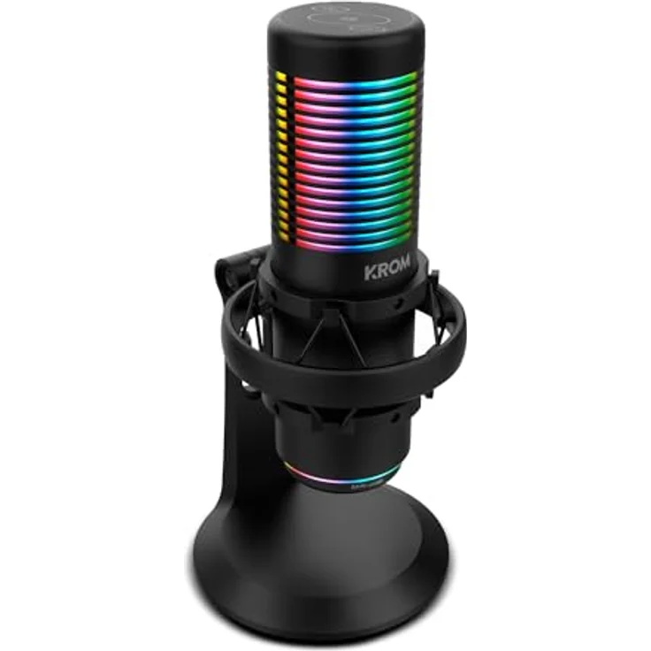 KROM KAZE - HQ Streaming Mikrofon-Kit mit Kugel- und Nierencharakteristik, 2 Kapselkondensatoren, Anti-Shock-Halterung, RGB, Schwarz – Bild 2