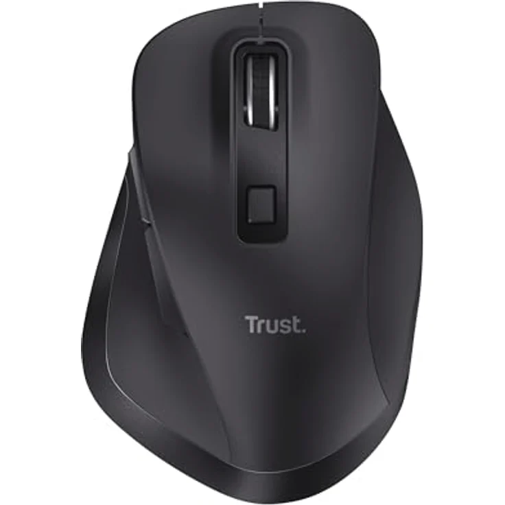 Trust Fyda Kabellose Bluetooth Maus mit 2.4GHz, Ergonomische Daumenauflage, 800-2400 DPI, 50% Recyclingkunststoff, Aufladbar, für Laptop, PC, iOS, Android, Mac – Bild 1