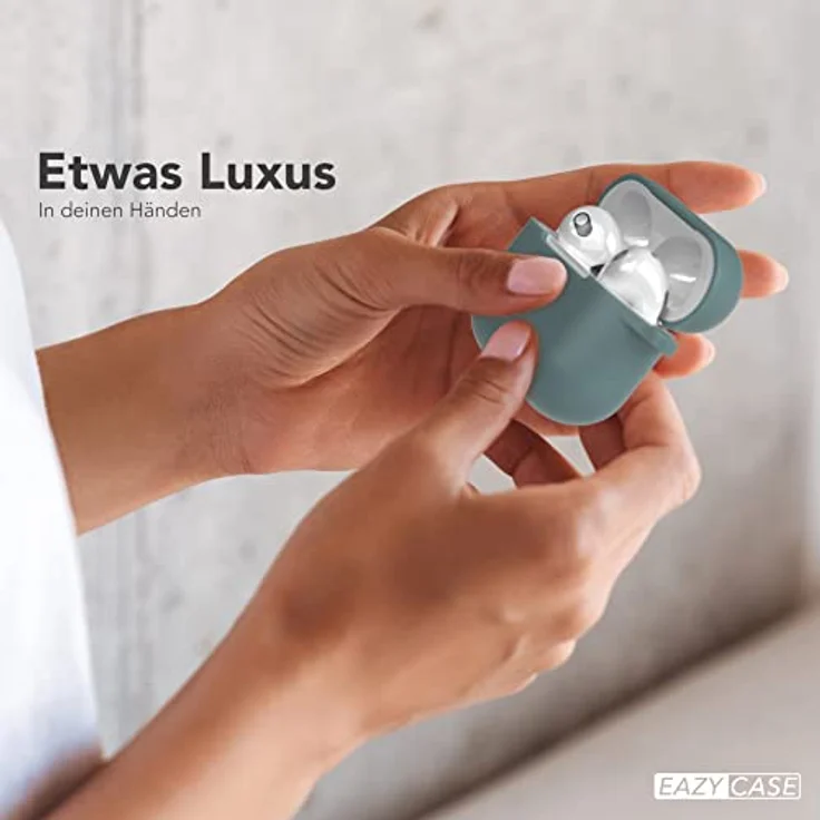 EAZY CASE AirPods 3 Hülle Grün Silikon Case Stoßfest mit Karabiner Schlüsselanhänger Dark Green – Bild 4