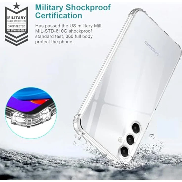 LeYi Hülle für Samsung Galaxy A05S, durchsichtige TPU Silikon Handyhülle mit 2 Schutzfolien, stoßfest mit Kameraschutz, Crystal Clear Cover Case – Bild 4