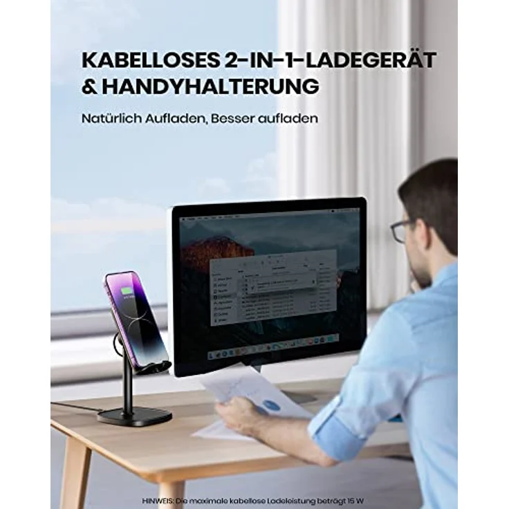 INIU Wireless Charger, 15W Induktive Ladestation Qi-Zertifiziert Schnelles Kabelloses Ladegerät Handy handyhalterung für iPhone 14 13 12 Pro Mini Max Xr Xs Samsung Galaxy S22 S21 S20 Google Pixel LG – Bild 2
