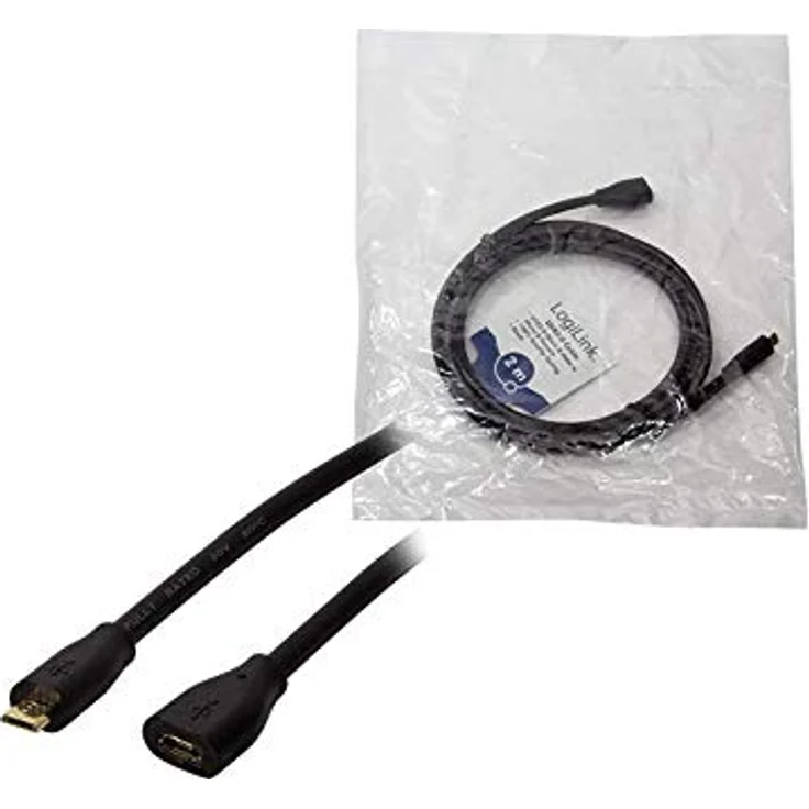Logilink - USB-Verlängerungskabel - Micro-USB Typ B (M) bis Micro-USB Typ B (W) - USB 2.0 - 2 m - Schwarz (CU0123) – Bild 5