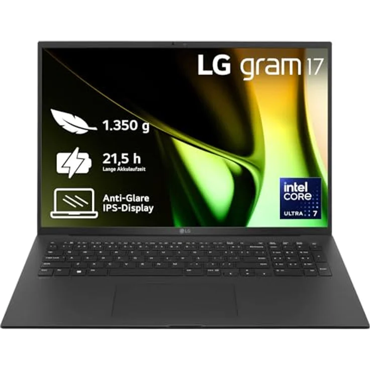 LG gram 17 Zoll Notebook - Ultraleichtes Intel Core Ultra7 Laptop (16GB RAM, 1TB Dual SSD, 21,5h Akkulaufzeit, IPS Panel Anti-Glare Display, Win 11 Pro) - Schwarz – Bild 1
