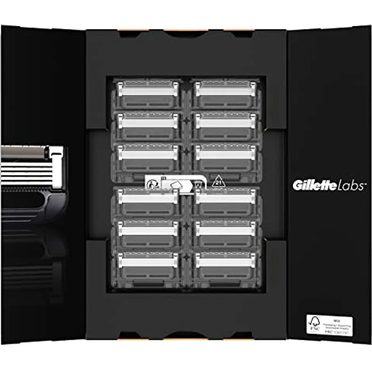Gillette Labs Rasierklingen, 12 Ersatzklingen, für Gillette Labs Nassrasierer Herren mit Reinigungs-Element und Heated Razor – Bild 5