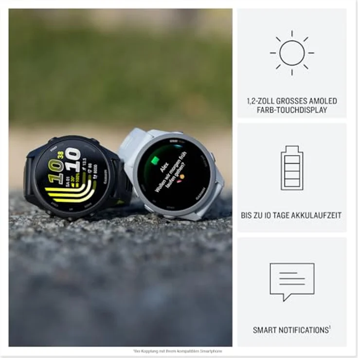 Garmin Forerunner 170, GPS-Laufuhr mit Silikonarmband 20 mm, AMOLED Touchdisplay, 10 Tage Akkulaufzeit und Garmin Pay – Bild 3