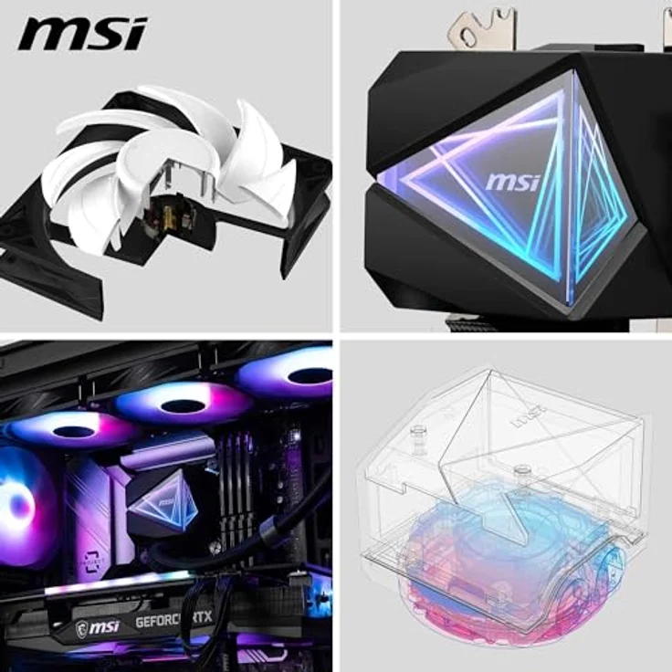 MSI MAG CORELIQUID I360 AIO CPU Wasserkühlung - Vergrößerte Kupferkühlplatte, ARGB & LDB Lüfter, Zweikammer-Wasserblock, Split-Flow Radiator, unterstützt Intel & AMD Sockel – Bild 4