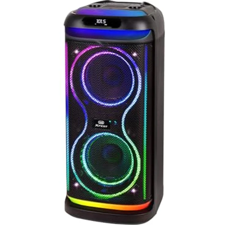 Trevi XF 650 KB Tragbarer kabelloser Lautsprecher 100 W, Schwarz, USB, Micro SD, AUX-IN, TWS-Funktion, Karaoke-Party Lautsprecher mit Lichteffekten – Bild 1