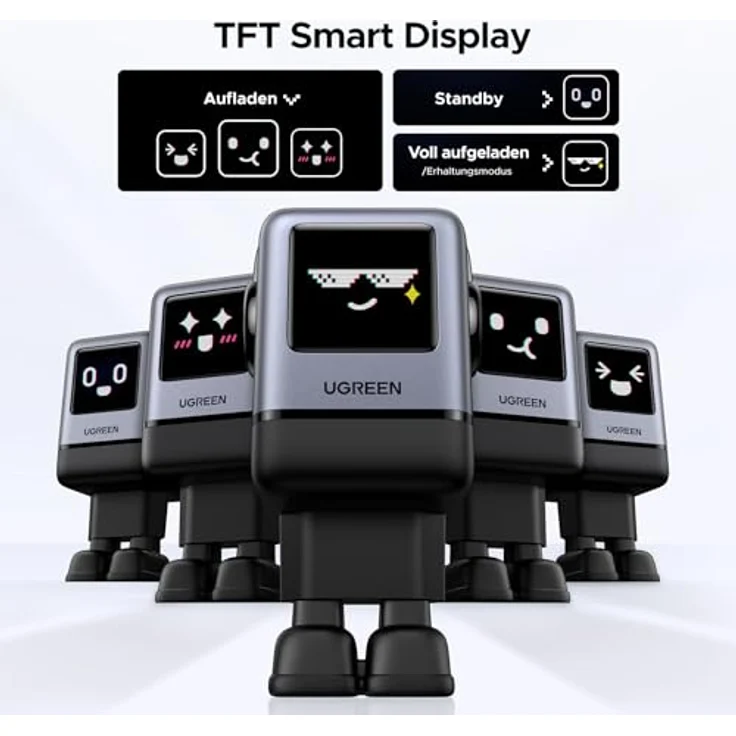 UGREEN UNO USB C Ladegerät 100W GaN Netzteil 4-Port Schnellladegerät LED Display Robot Charger (Schwarz) - Kompatibel mit MacBook Pro/Air, iPad, iPhone 16 Pro Max, 15 Pro, Galaxy S24 Ultra, Steam Deck – Bild 3