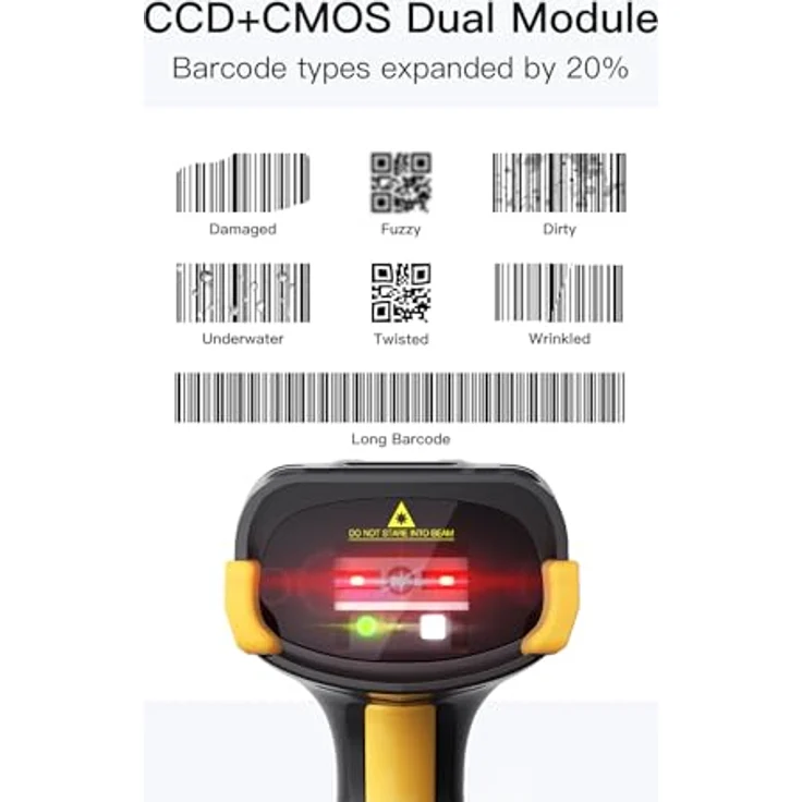 Inateck Pro 8, Bluetooth 2D 1D Wireless Handheld Barcode Scanner mit Touchscreen, CMOS CCD Dual Module, große Reichweite, intelligente Ladestation, unterstützt App SDK – Bild 3