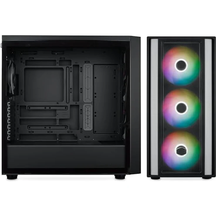 Cooler Master MasterBox 600 – E-ATX-Airflow-Gehäuse Back-Connect-MB- und 420 mm Kühler-fähig, 3 x 140 mm & 1 x 120 mm ARGB-PWM-Lüfter vorinstalliert, gehärtete Glaswand, USB 3.2 Gen 2x2 Typ-C – Bild 2