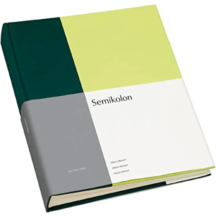 Semikolon 364817 Foto-Album Medium Cutting Edge – 21,1x25,5 cm, 80 Seiten cremeweiß, für 160 Fotos – forest kiwi