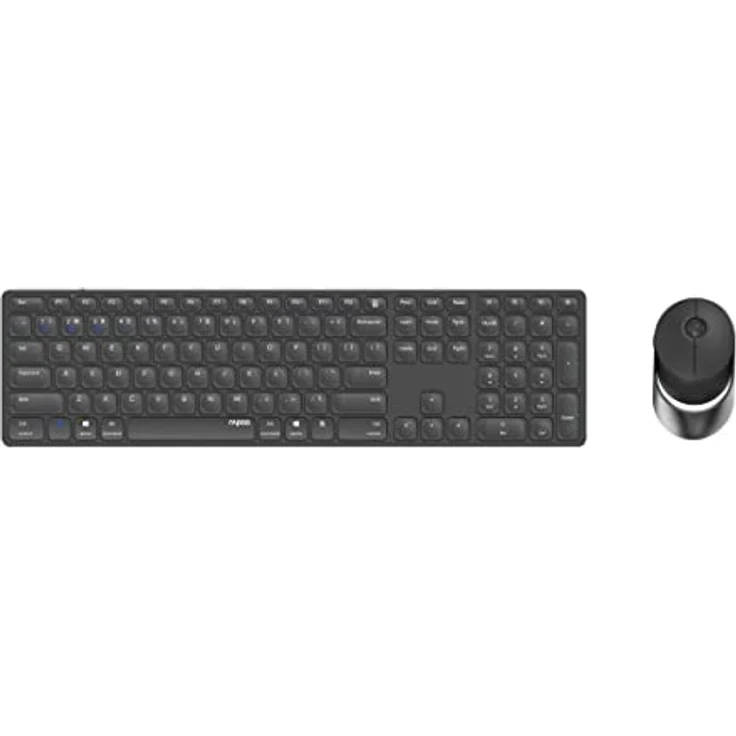 Rapoo 9850M kabelloses Tastatur-Maus Set Wireless Deskset 1600 DPI Sensor wiederaufladbarer Akku flaches Aluminium Design DE-Layout QWERTZ PC & Mac - dunkelgrau – Bild 1