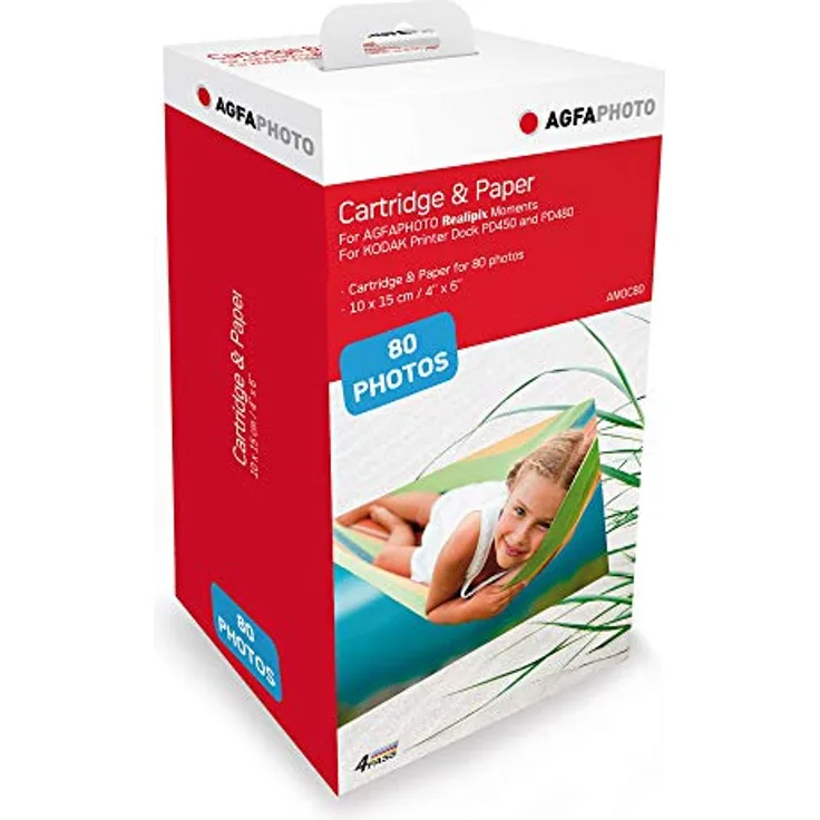 AGFA Photo - Kartusche und Papier, 40 Fotos, Format 10 x 15 cm, AMOC, kompatibel mit AGFA Photo Realipix Moments und Kodak PD450, PD480 und PD450WIFI 80