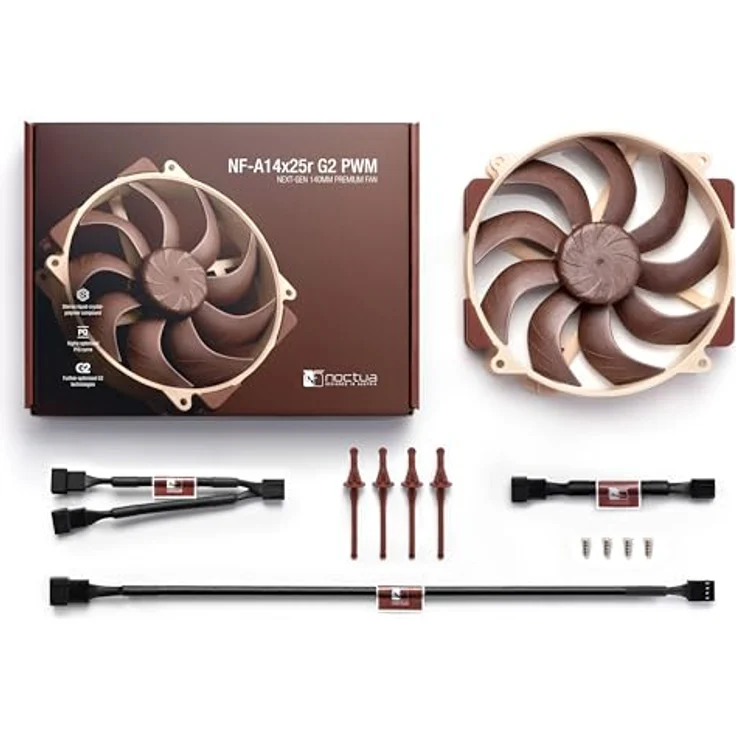 Noctua NF-A14x25r G2 PWM, 140mm Rundrahmenlüfter, 4-Pin (Braun) mit revolutionärer Kühlleistung – Bild 4