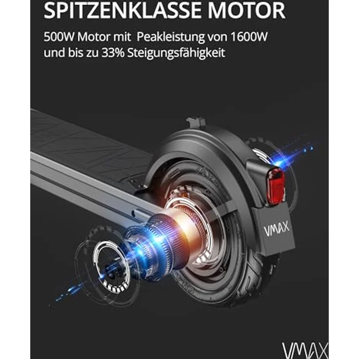 VMAX E-Scooter VX2 Extreme GT, 500W Motor, 33% Steigfähigkeit, 70km Reichweite, E-Roller mit Straßenzulassung in D, Farbdisplay, App-Funktion, Bis 150kg, Schwarz – Bild 2