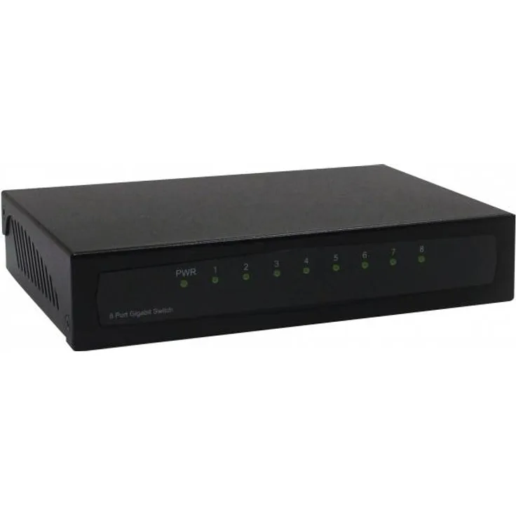 Dexlan 891008 ungemanaged Gigabit Ethernet Schwarz Netzwerk-Switch (8 Ports), Metallgehäuse, Schwarz